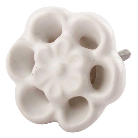 White Ceramic Flower Knobs